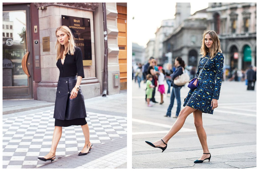 С чем носить туфли kitten heels